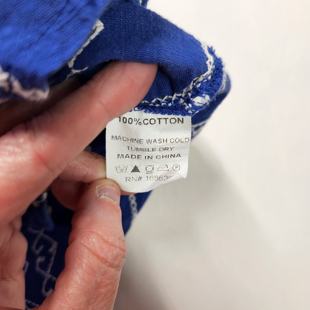 Blue Patterned Button Down Shirt - image 8